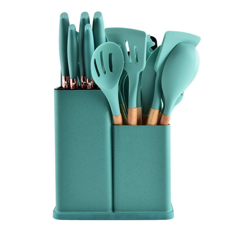 Silicone Kitchenware Set 19 Pieces Storage Container Straw Color