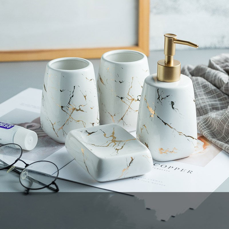 Ceramic Bathroom Accessory Set - Modern Decor
