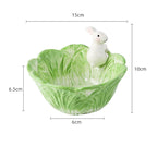 Easter Ceramic Cute Cartoon Hand Painted Animal Children's Tableware Rabbit Cabbage Fruit Salad Dessert Bowl Steak Plate Dinnerware