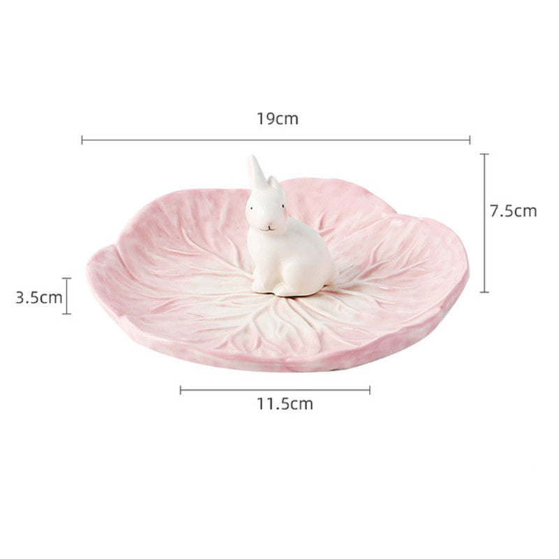 Easter Ceramic Cute Cartoon Hand Painted Animal Children's Tableware Rabbit Cabbage Fruit Salad Dessert Bowl Steak Plate Dinnerware
