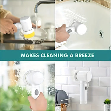 Handheld Power Brush 360° Rotary Cleaning for Kitchen & Bathroom USB Rechargeable