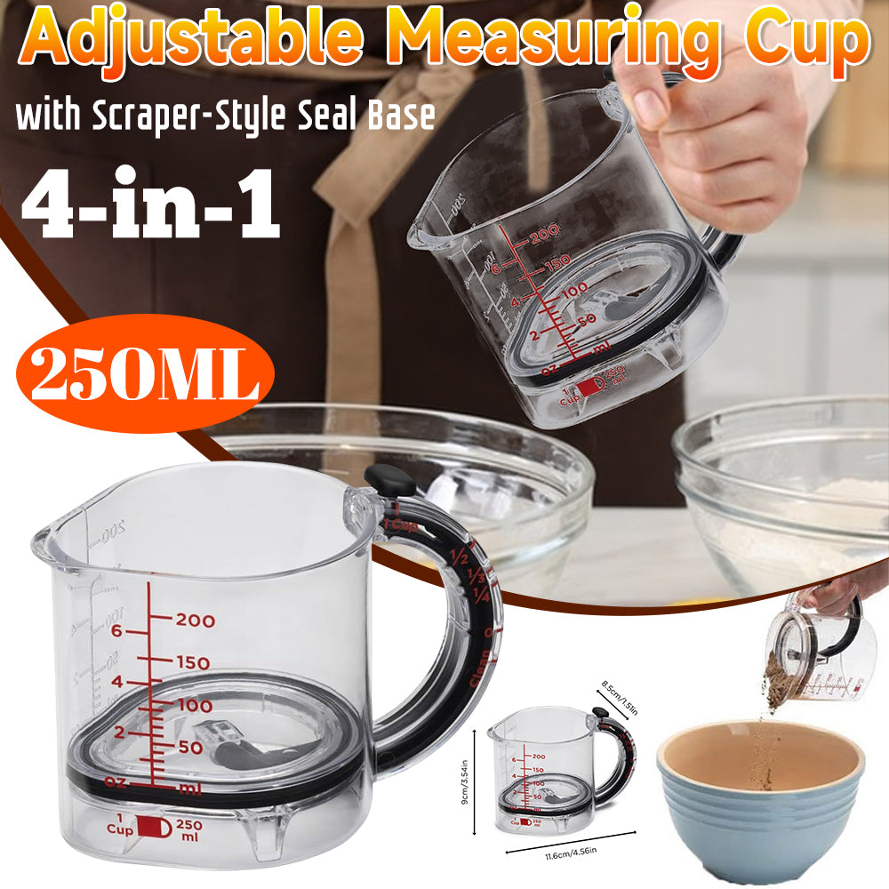 4 In 1 Adjustable Measuring Cup Multi-Functional Measuring Cup With Scraper-Style Seal Base Measurings Cube Cups For Cooking