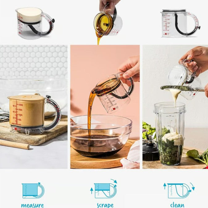 4 In 1 Adjustable Measuring Cup Multi-Functional Measuring Cup With Scraper-Style Seal Base Measurings Cube Cups For Cooking
