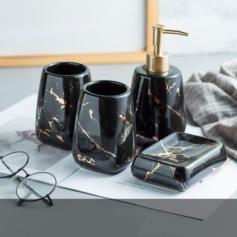 Ceramic Bathroom Accessory Set - Modern Decor