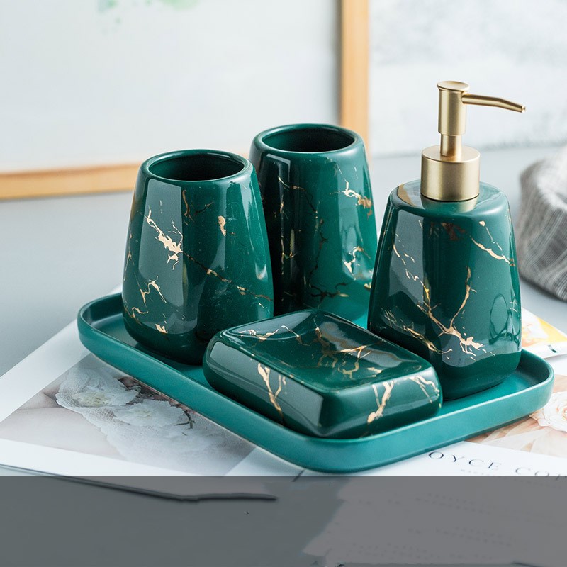Ceramic Bathroom Accessory Set - Modern Decor
