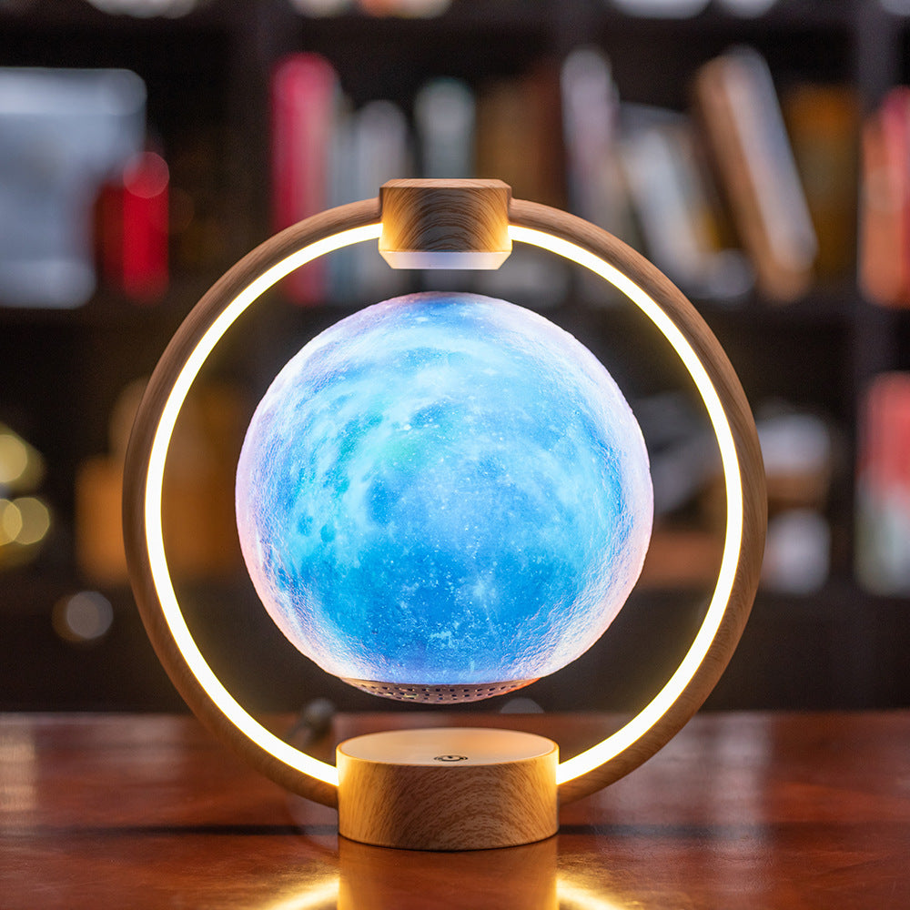 Magnetic Levitation Moon Light 3D Printing Planet Light Bluetooth Speaker, Warm Atmosphere Night Light Creative Magnetic