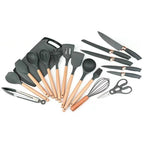 Silicone Kitchenware Set 19 Pieces Storage Container Straw Color