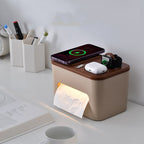 Tissue Storage Box Bedside Lamp Three-in-one Wireless Charger Box Small Night Lamp