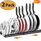 2 Pack Expandable Pot Lid Rack Organizer, Pans Organizer Rack, Pots And Pans Organizer Rack Cookware Set Organizer