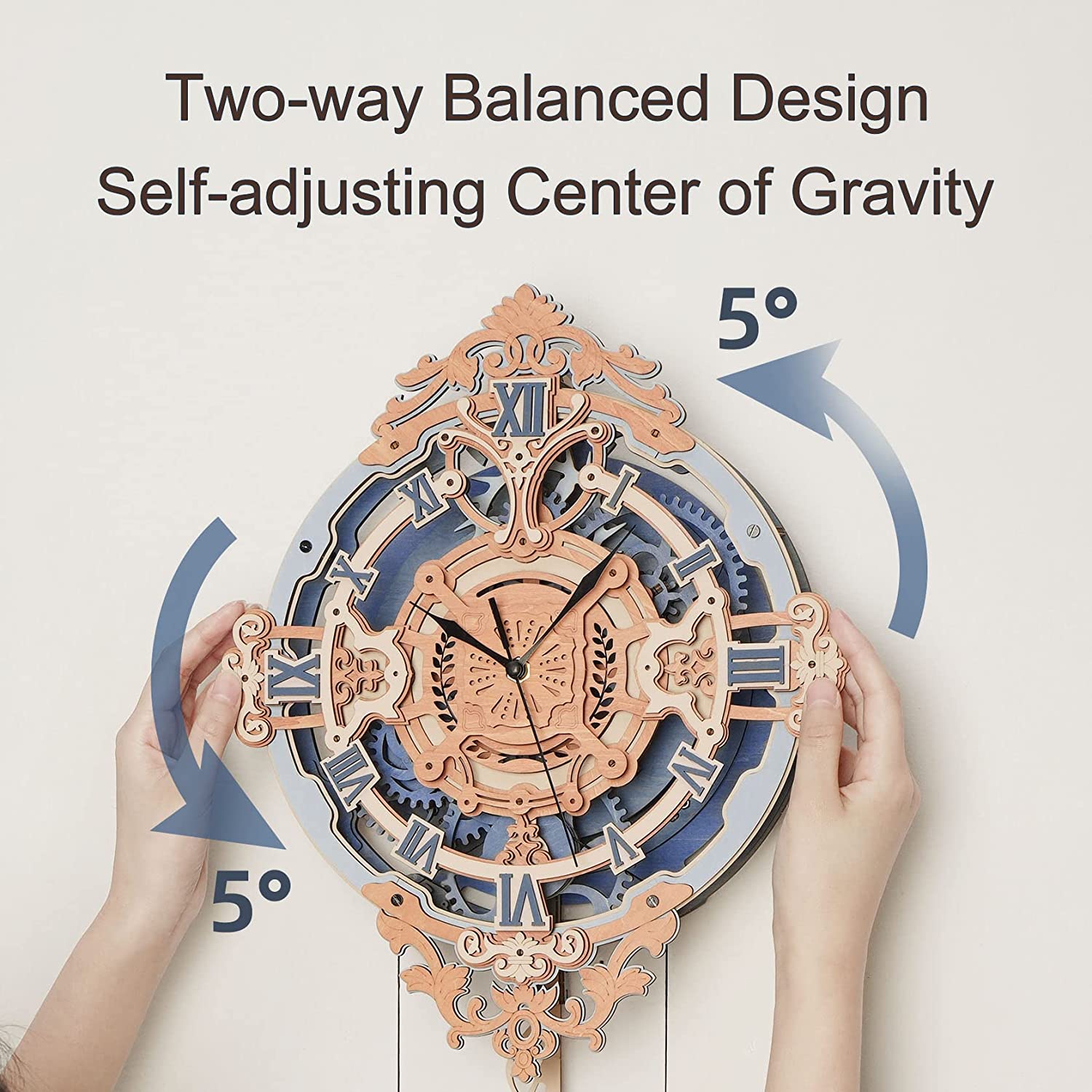 Robotime ROKR 3D Wooden Puzzle Time Art Romantic Notes Wall Clock Model Toys For Children Kids