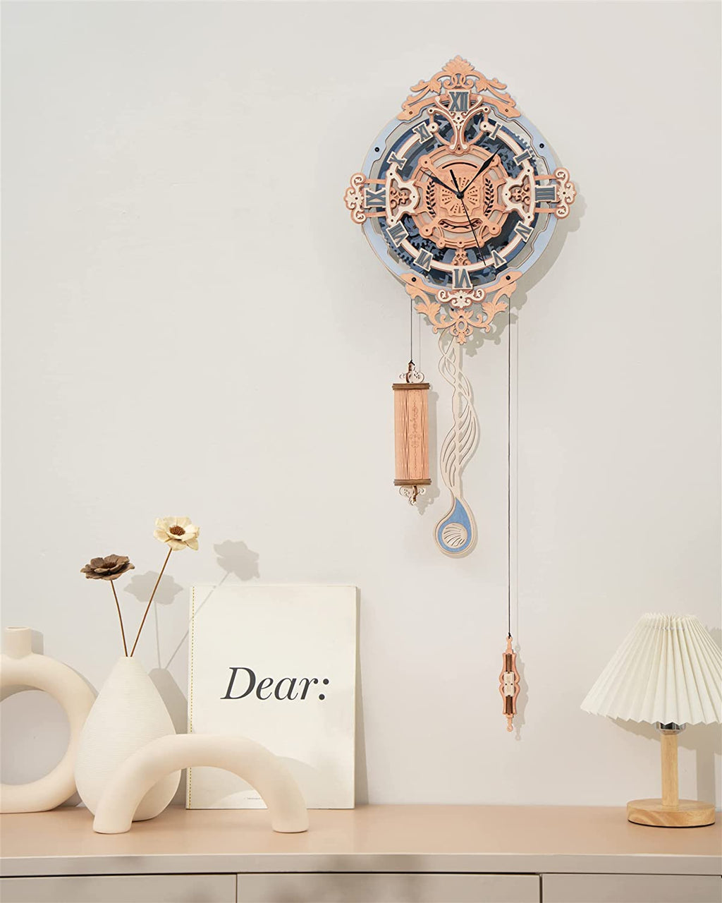 Robotime ROKR 3D Wooden Puzzle Time Art Romantic Notes Wall Clock Model Toys For Children Kids