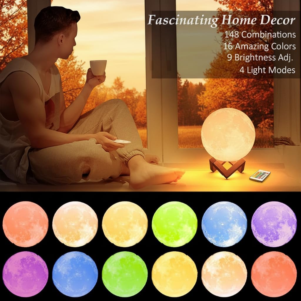 16-Color Lamp With Stand And Remote, Moon Lamp, LED Night Light