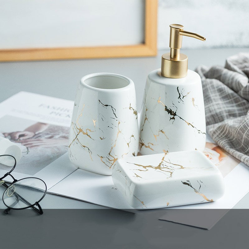Ceramic Bathroom Accessory Set - Modern Decor