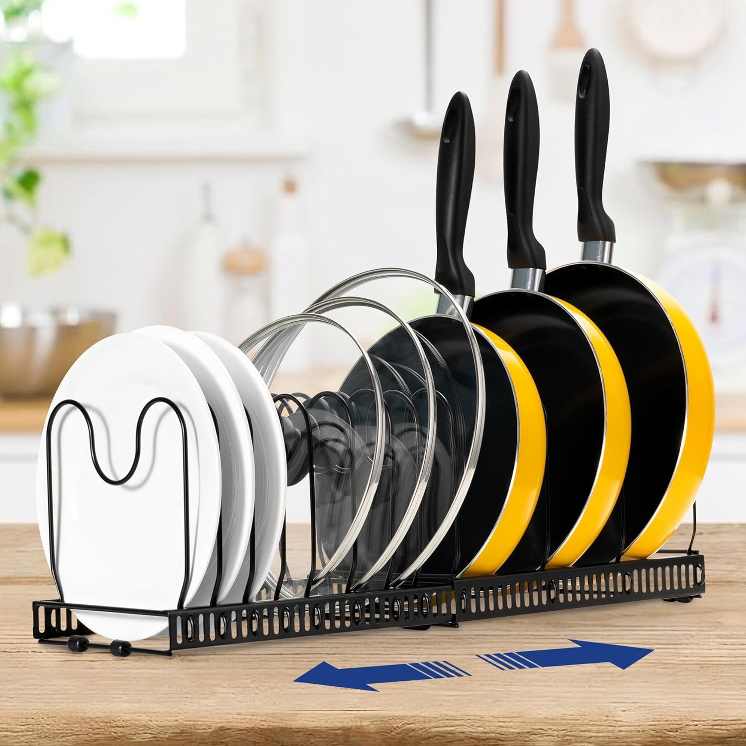 2 Pack Expandable Pot Lid Rack Organizer, Pans Organizer Rack, Pots And Pans Organizer Rack Cookware Set Organizer