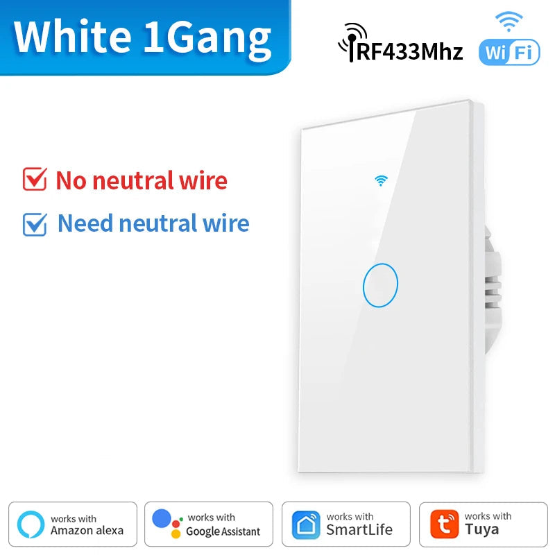 Tuya WiFi/Zigbee Smart Touch Sensor Light Switch Smart Wall Touch Switch Smart Life Work with AlexaGoogle Home 1/2/3/4 Gang