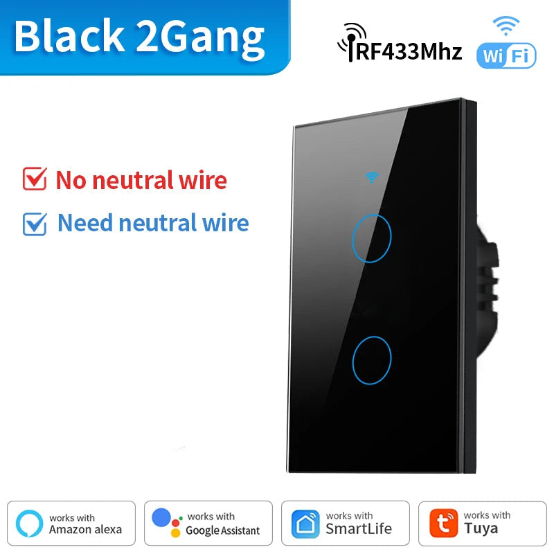 Tuya WiFi/Zigbee Smart Touch Sensor Light Switch Smart Wall Touch Switch Smart Life Work with AlexaGoogle Home 1/2/3/4 Gang