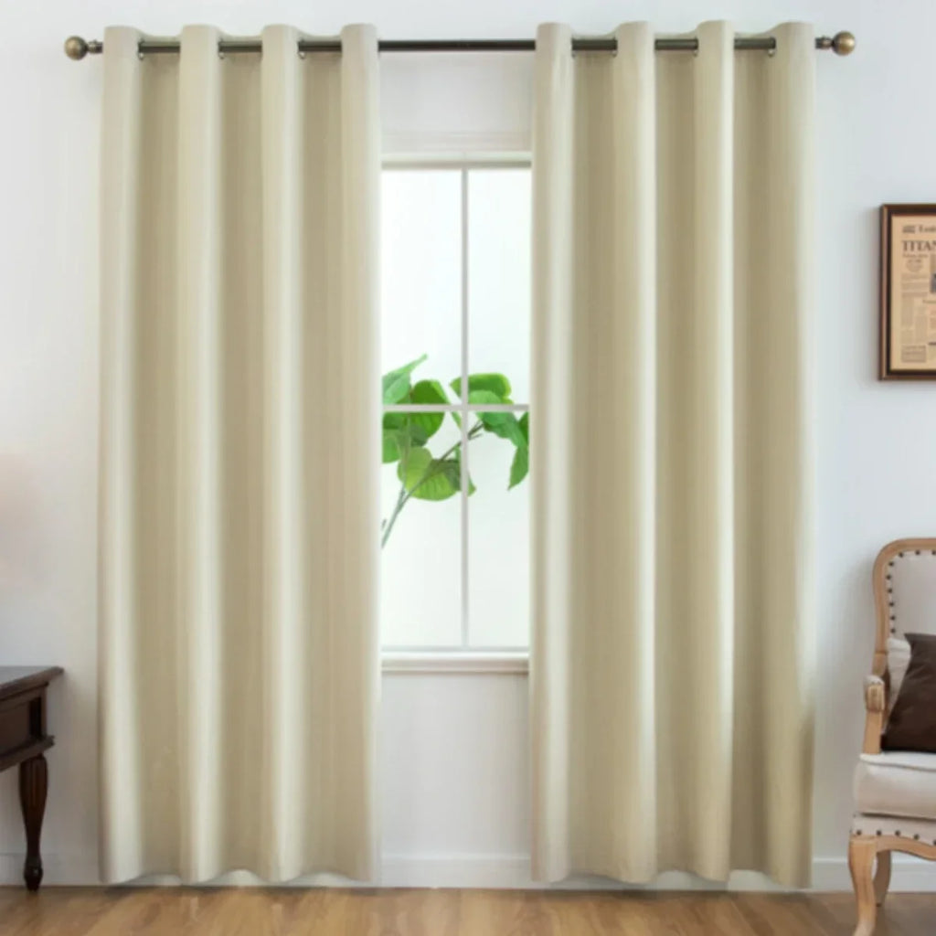 2pcs Modern 100% Blackout Curtain with Coated Lining, Curains for Bedroom, Living Room, Dining Room, Bathroom, Home Decor