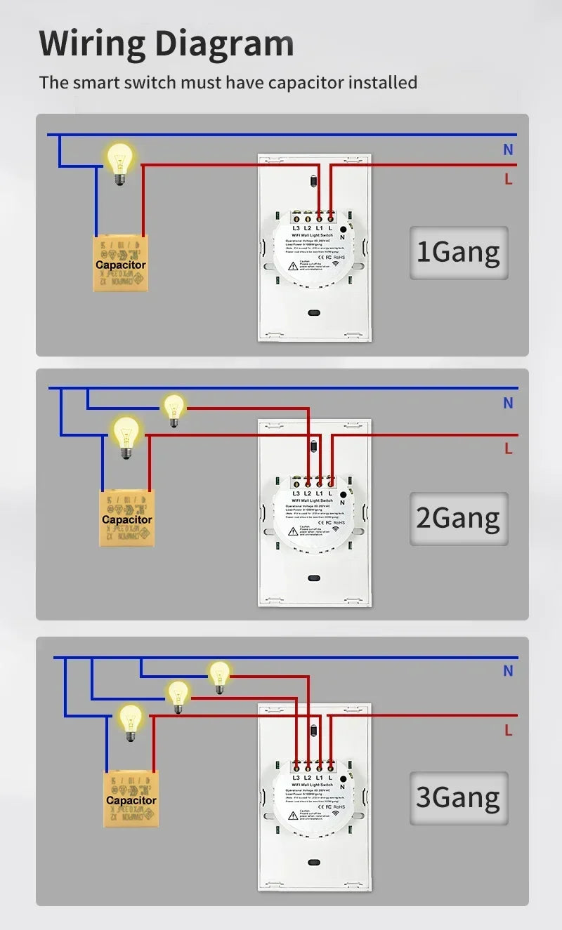 Tuya WiFi/Zigbee Smart Touch Sensor Light Switch Smart Wall Touch Switch Smart Life Work with AlexaGoogle Home 1/2/3/4 Gang