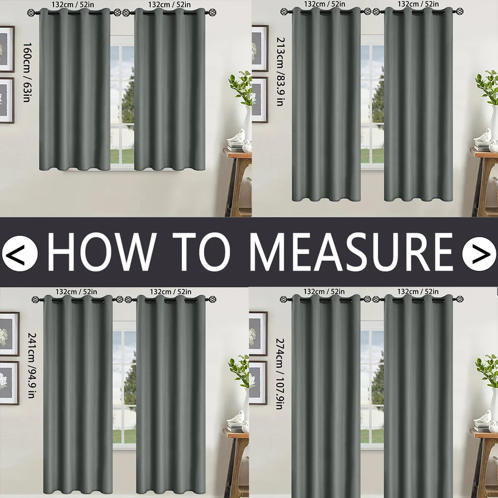 2pcs Modern 100% Blackout Curtain with Coated Lining, Curains for Bedroom, Living Room, Dining Room, Bathroom, Home Decor