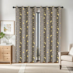 1pc Modern 100% Blackout Curtain Grommet Top, Big Star and Moon Pattern Window Curtains for Living Room Bedroom, Home Decor