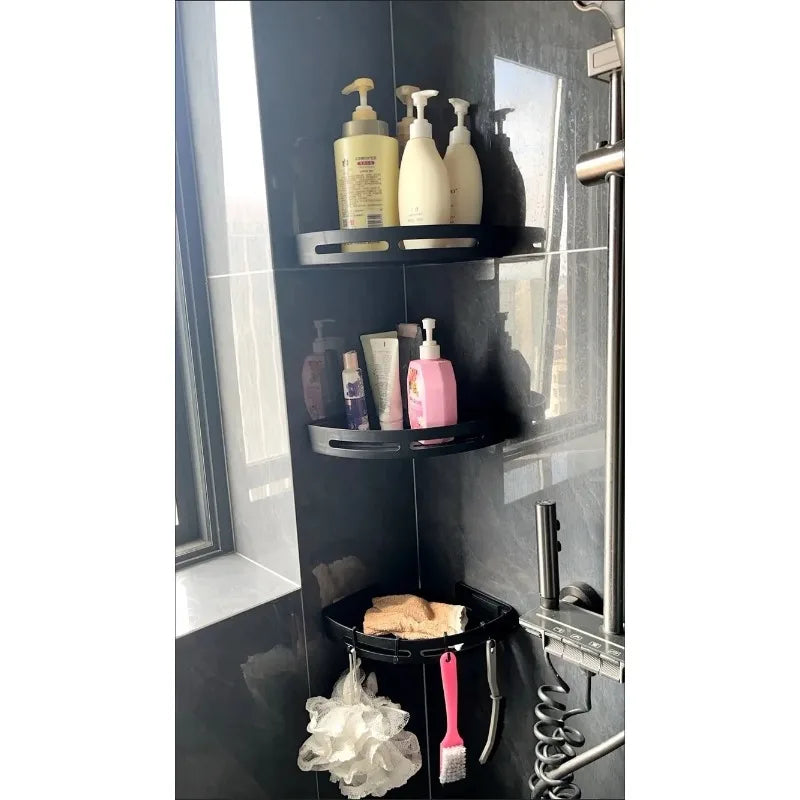 3/2/1 PCS Strong Adhesive No Drill Shower Shelf Storage Upgraded Waterproof Bathroom Organizer Shampoo & Towel Holder Wall Mount