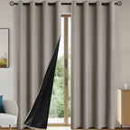 2pcs Modern 100% Blackout Curtain with Coated Lining, Curains for Bedroom, Living Room, Dining Room, Bathroom, Home Decor