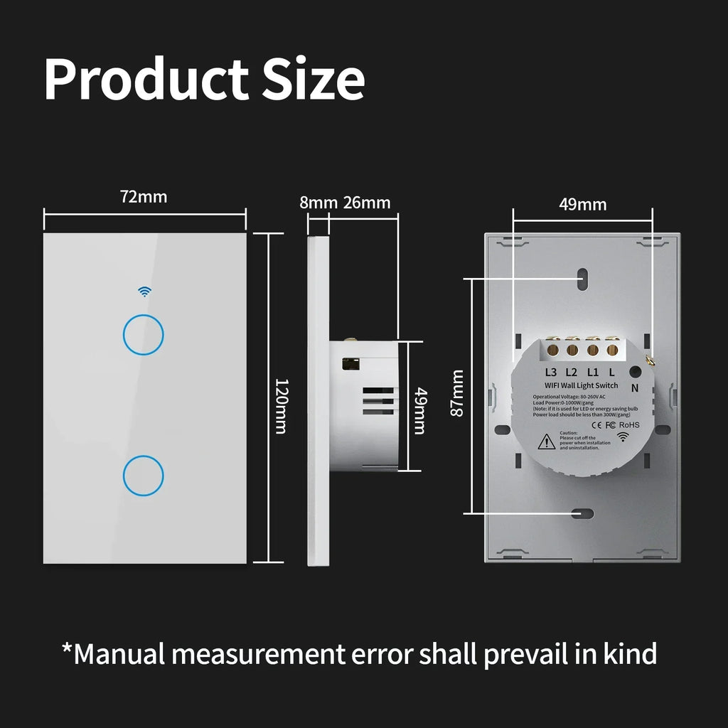 Tuya WiFi/Zigbee Smart Touch Sensor Light Switch Smart Wall Touch Switch Smart Life Work with AlexaGoogle Home 1/2/3/4 Gang
