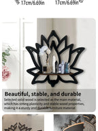 Wooden Lotus Hollow Decorative Rack Aromatherapy Organiser Essential Oil Candle Holder Wall Mounted Shelf Corner Shelf