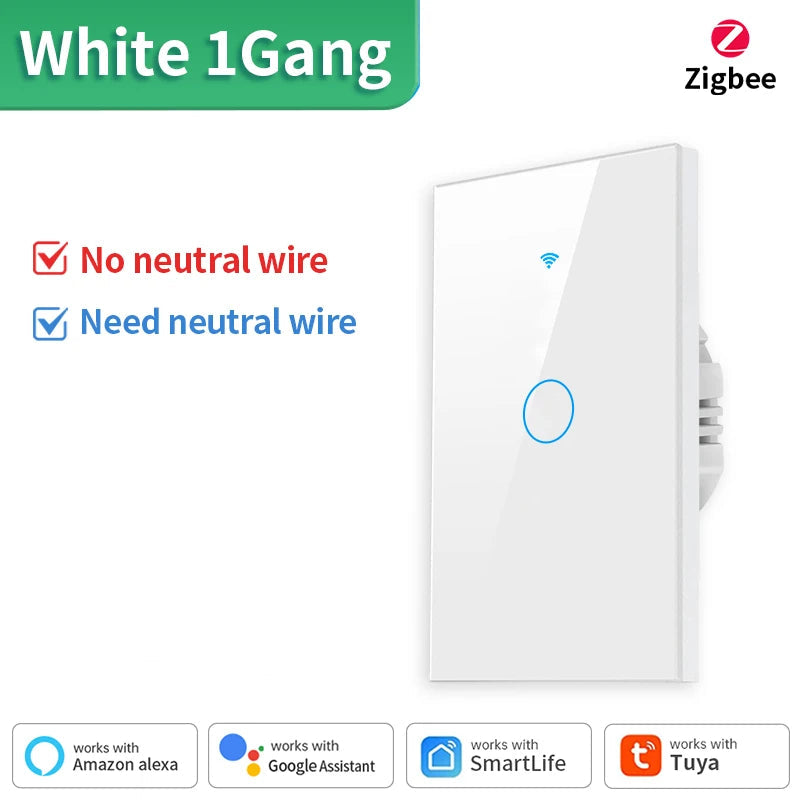 Tuya WiFi/Zigbee Smart Touch Sensor Light Switch Smart Wall Touch Switch Smart Life Work with AlexaGoogle Home 1/2/3/4 Gang