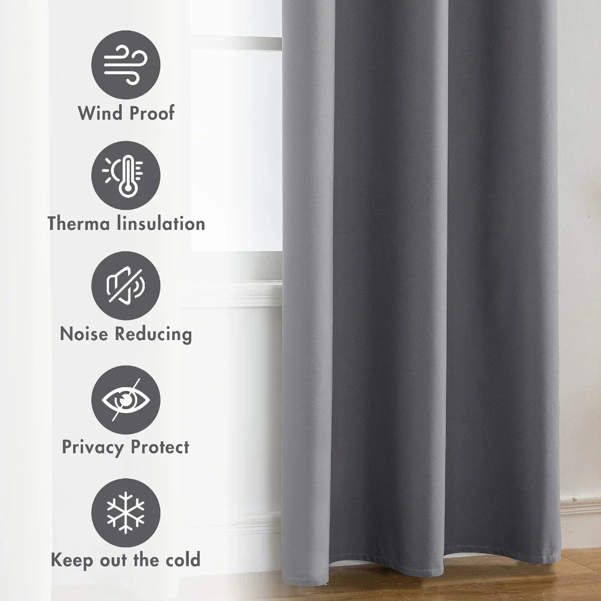 2pcs Modern 100% Blackout Curtain with Coated Lining, Curains for Bedroom, Living Room, Dining Room, Bathroom, Home Decor
