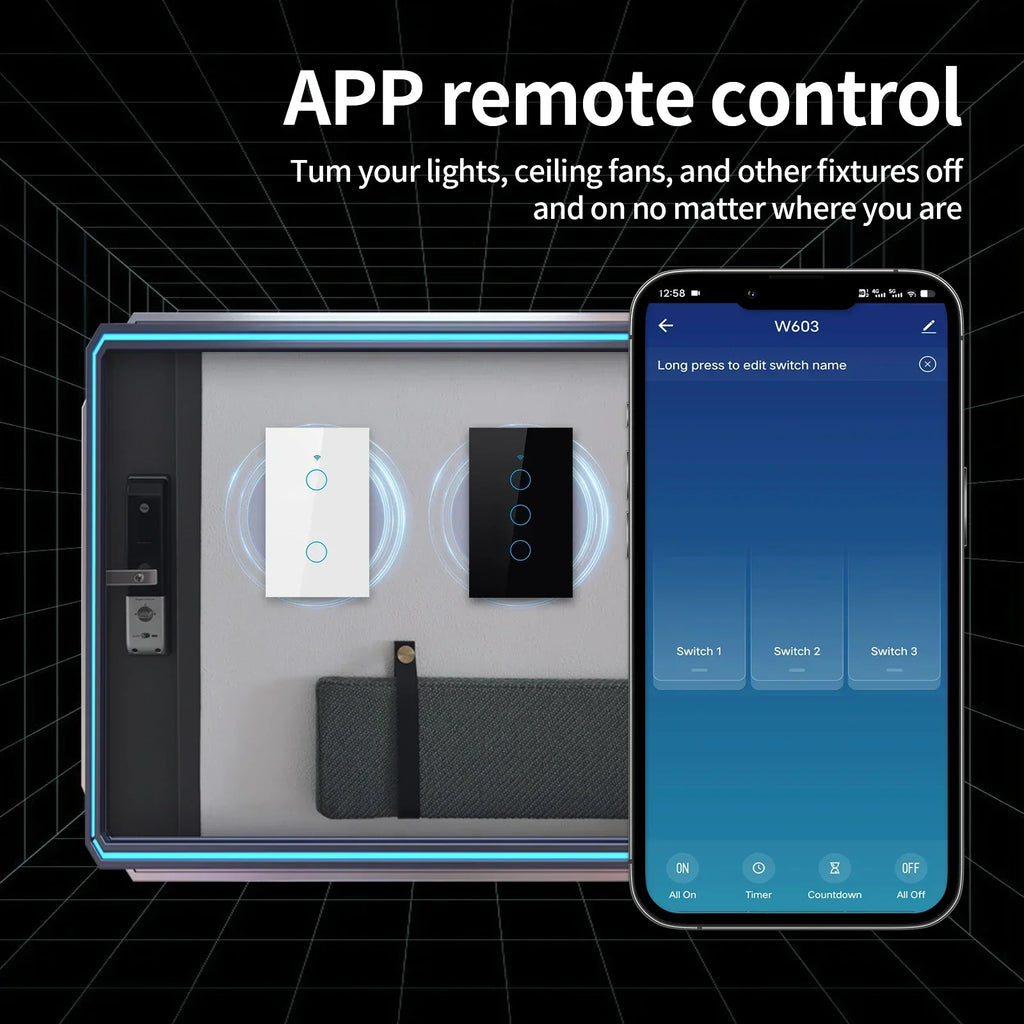 Tuya WiFi/Zigbee Smart Touch Sensor Light Switch Smart Wall Touch Switch Smart Life Work with AlexaGoogle Home 1/2/3/4 Gang