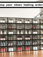 6/12 thick transparent shoe boxes with lids, shoe storage and organizing boxes, foldable and stackable shoe racks, space saving