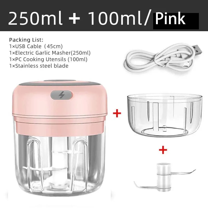100ML/250ML Electric  Meat Mincer Garlic Chopper Rotate Garlic Press Crusher Vegetable Onion Cutter Kitchen Cooking Accessories
