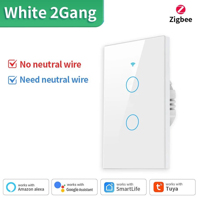 Tuya WiFi/Zigbee Smart Touch Sensor Light Switch Smart Wall Touch Switch Smart Life Work with AlexaGoogle Home 1/2/3/4 Gang