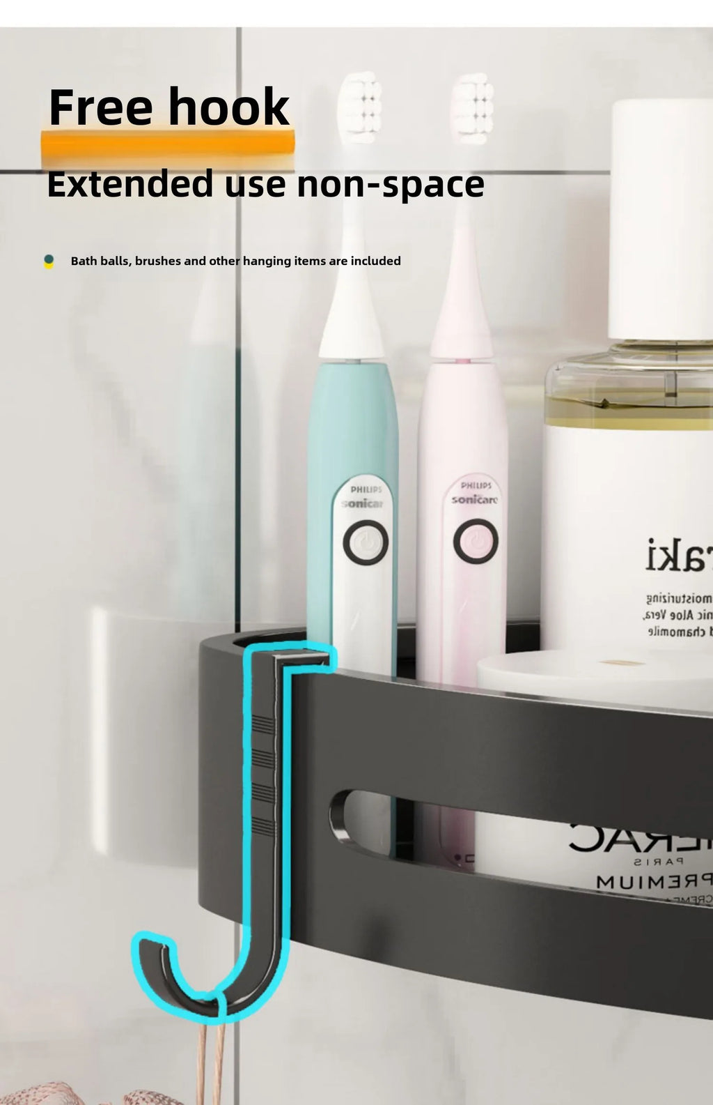 3/2/1 PCS Strong Adhesive No Drill Shower Shelf Storage Upgraded Waterproof Bathroom Organizer Shampoo & Towel Holder Wall Mount