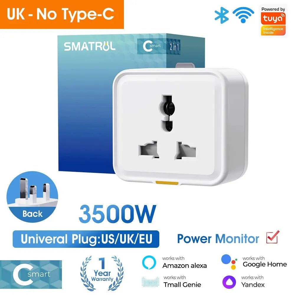 Vifi Socket Tuya Smart Home Wireless WIFI Plug Socket UK EU US Universal 16A Trave ...