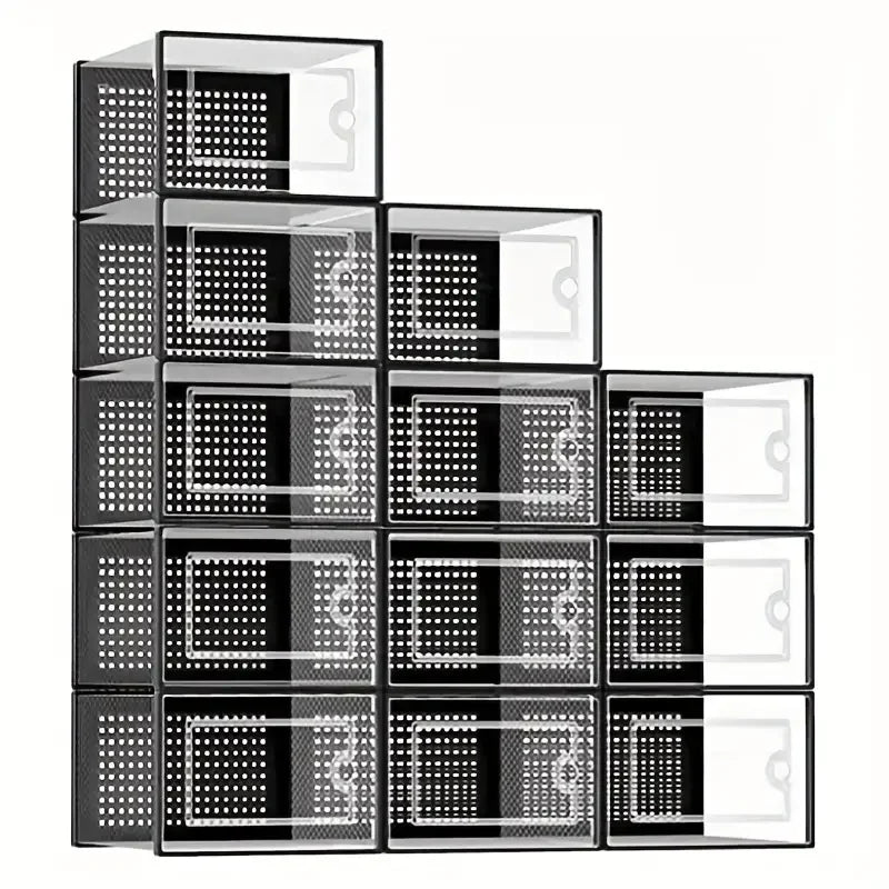 6/12 thick transparent shoe boxes with lids, shoe storage and organizing boxes, foldable and stackable shoe racks, space saving