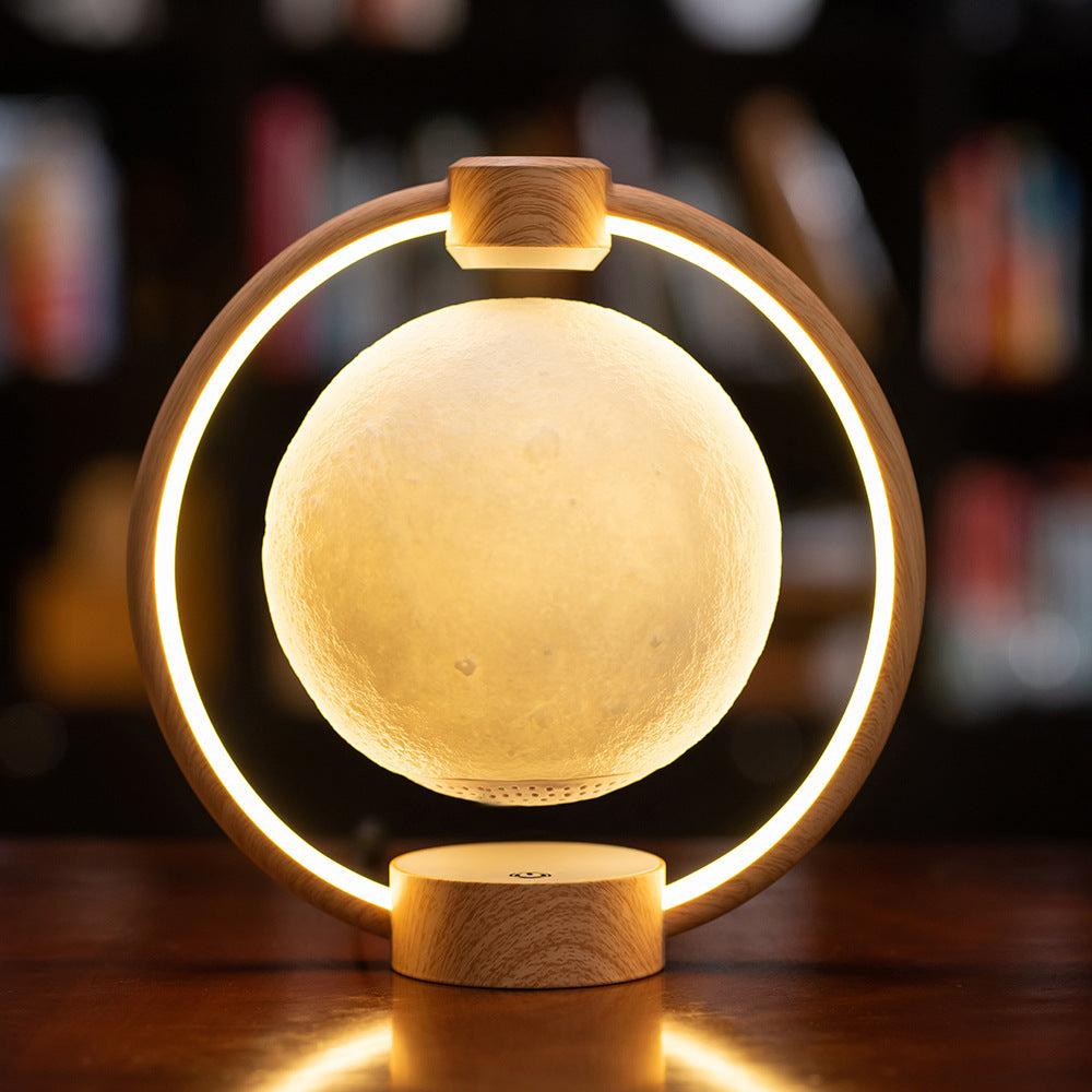 Magnetic Levitation Moon Light 3D Printing Planet Light Bluetooth Speaker, Warm Atmosphere Night Light Creative Magnetic