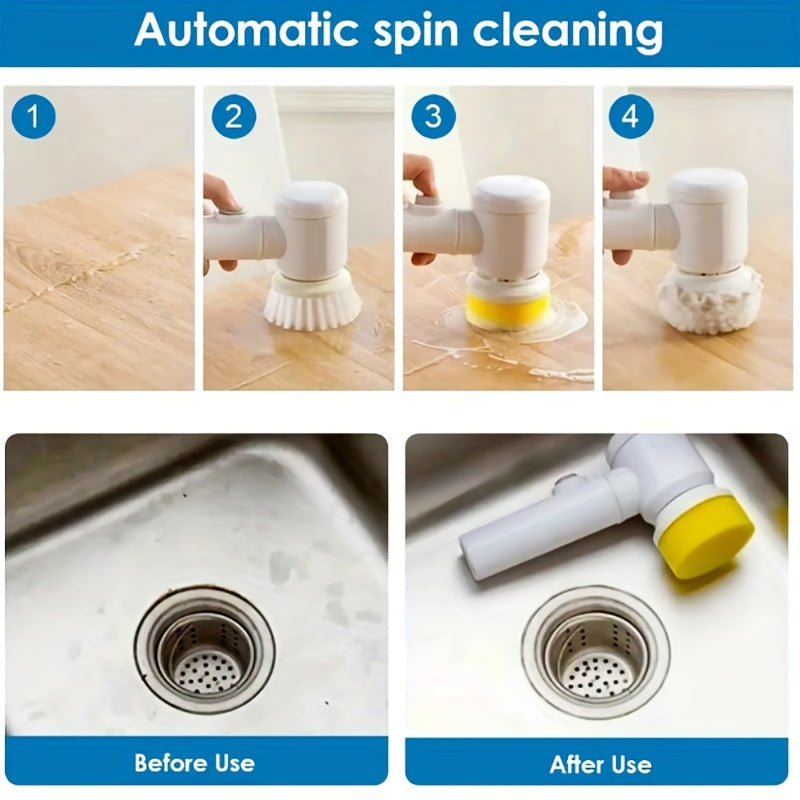 Handheld Power Brush 360° Rotary Cleaning for Kitchen & Bathroom USB Rechargeable