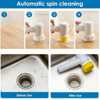 Handheld Power Brush 360° Rotary Cleaning for Kitchen & Bathroom USB Rechargeable