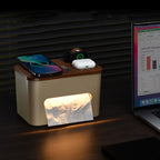 Tissue Storage Box Bedside Lamp Three-in-one Wireless Charger Box Small Night Lamp
